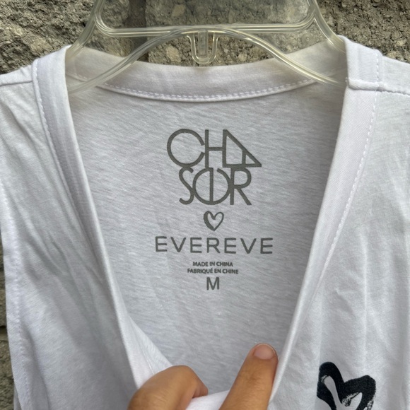 Evereve x Chaser With Heart Collection White Sleeveless Top Mini Heart Tank Top - Picture 4 of 5